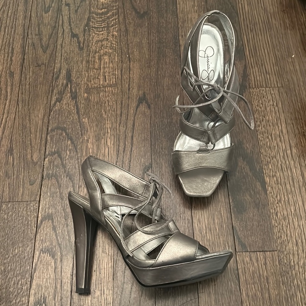 Jessica Simpson Scilla Silver Tie Up Heels
